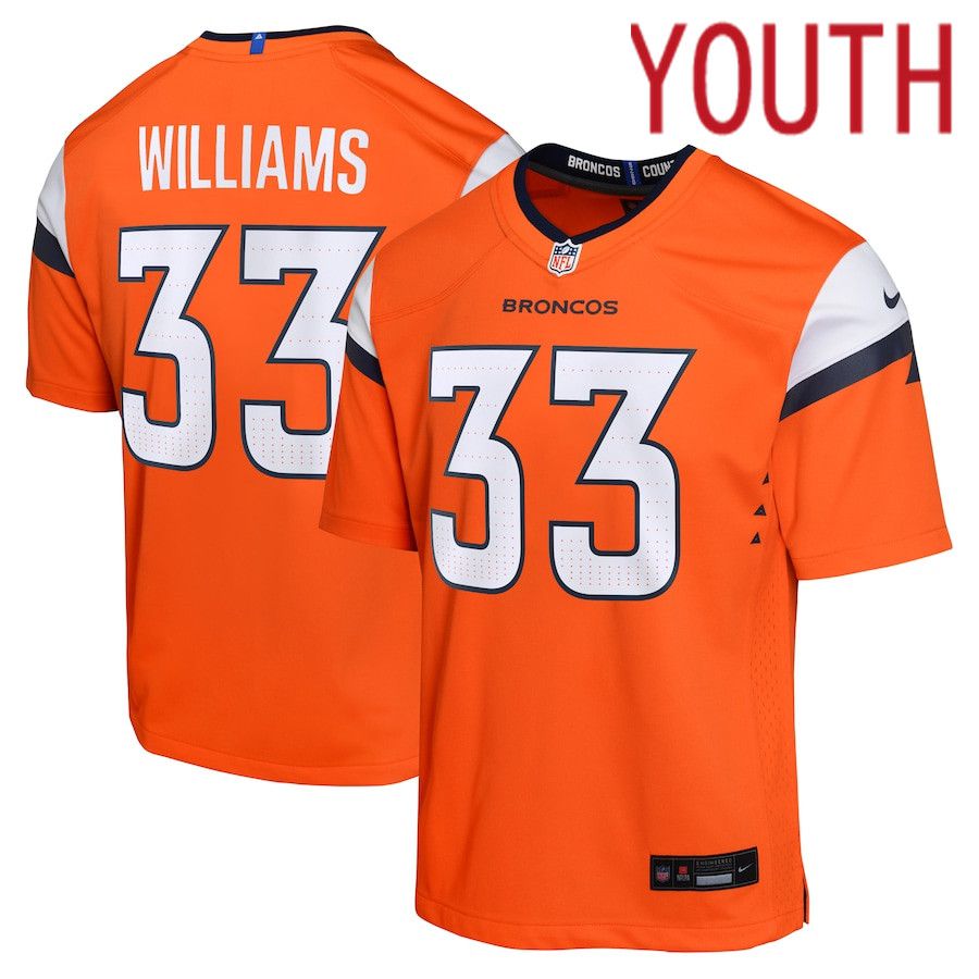 Youth Denver Broncos #33 Javonte Williams Nike Orange Game NFL Jersey